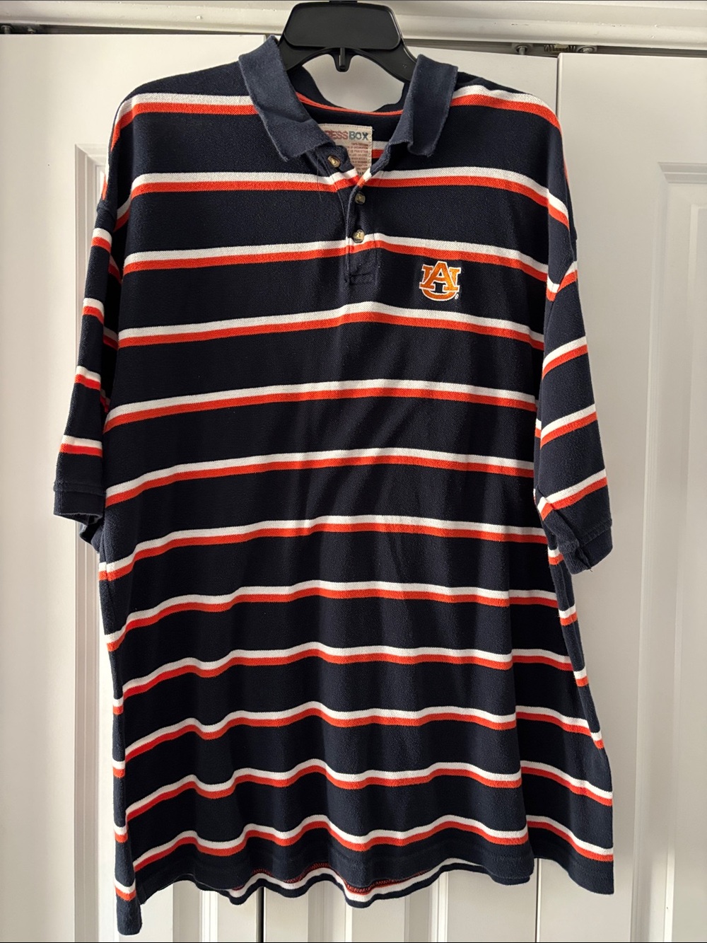 Vintage Auburn Tigers Navy Striped Polo Shirt